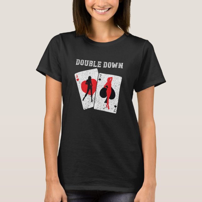 Camiseta BlackJack Double Down Casino Gambling 21 Blackjack (Frente)