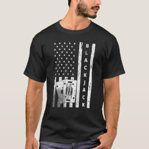 Camiseta Blackjack Vintage EUA Flag Gambling Casino Blackja