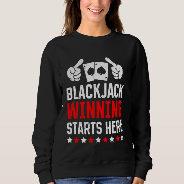 Camiseta BLACKJACK WINNING COMEÇA AQUI O Funny Blackjack Pl (Frente)