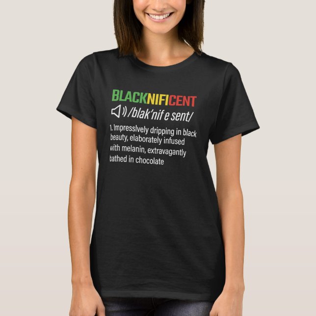 Camiseta Blacknificent Defenition Black History Month Celeb (Frente)