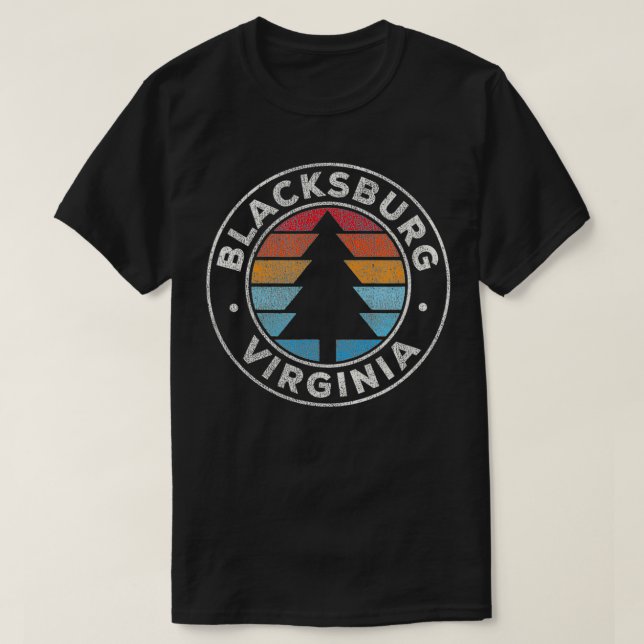 Camiseta Blacksburg Virginia VA Vintage Graphic Retro 70s (Frente do Design)