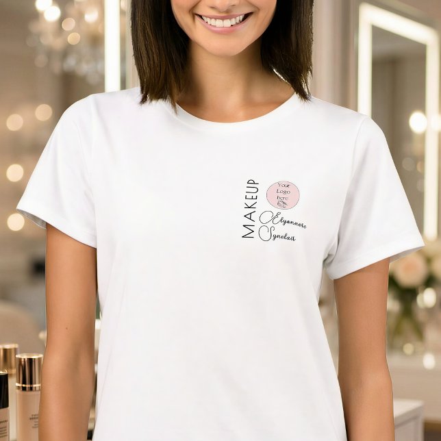 Camiseta BlackScriptEmployeeName Business Logo Makeup (Criador carregado)