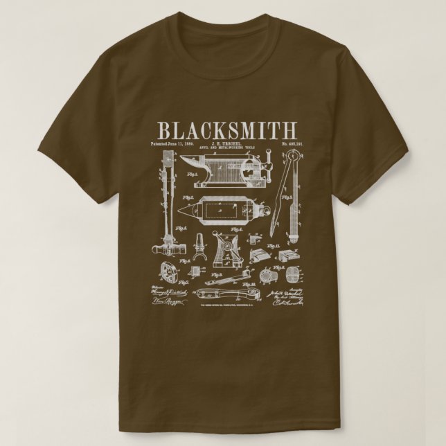 Camiseta Blacksmith Anvil E Tools Vintage Patent Drake (Frente do Design)