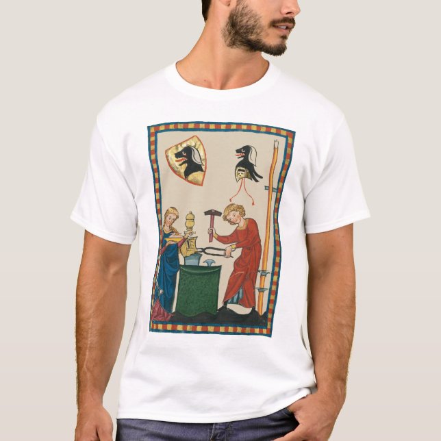Camiseta Blacksmith Forging Helmet Medieval Art (Frente)