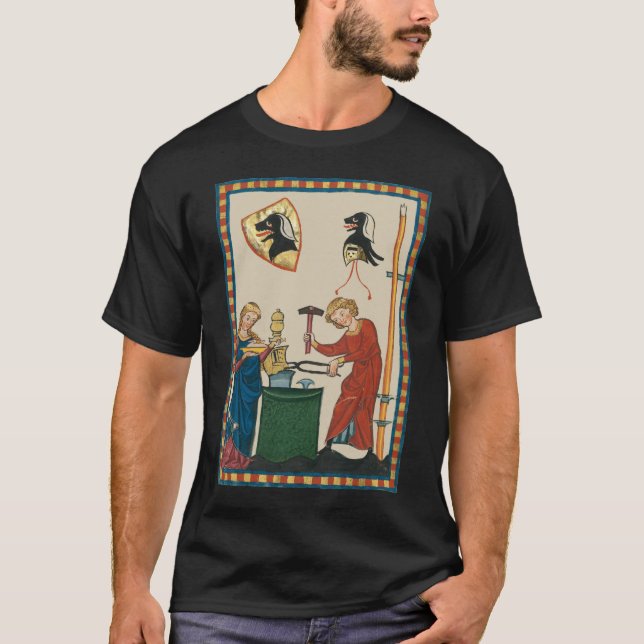 Camiseta Blacksmith Forging Helmet Medieval Art (Frente)