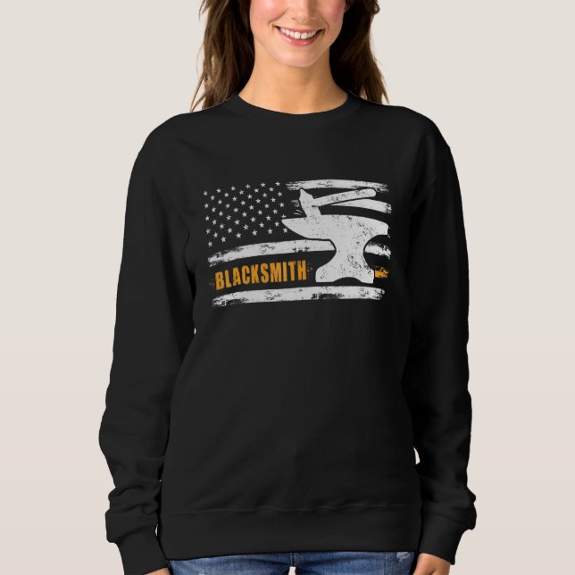 Camiseta Blacksmith Hammer Anvil Flag Knife Maker Steel Pre (Frente)
