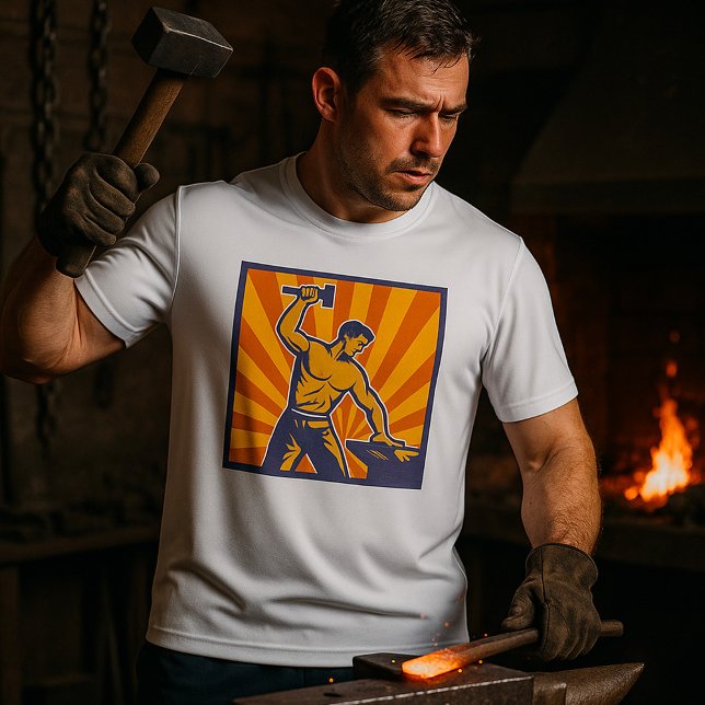 Camiseta Blacksmith Hammering Retro Strongman Labor (Criador carregado)