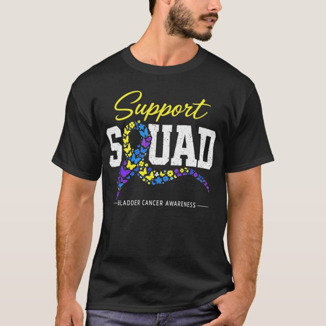 Camiseta Bladder Cancer Awareness Family Support Squad  (Frente)