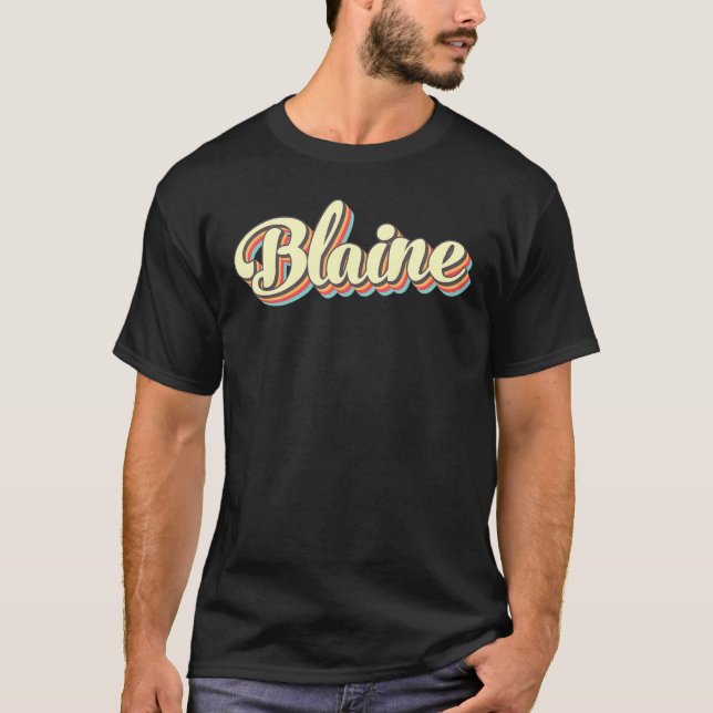 Camiseta Blaine Retro Art Baseball Font Vintage (Frente)