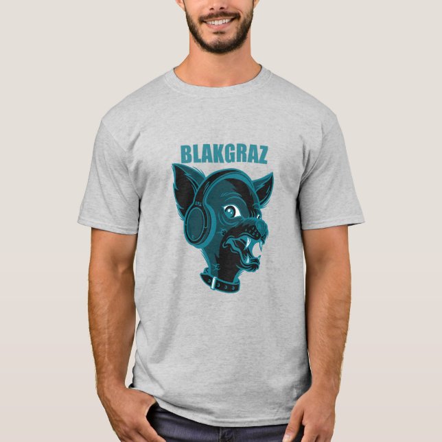 Camiseta Blakgraz Lucy o Cachorro com Fones de ouvido T-Shi (Frente)
