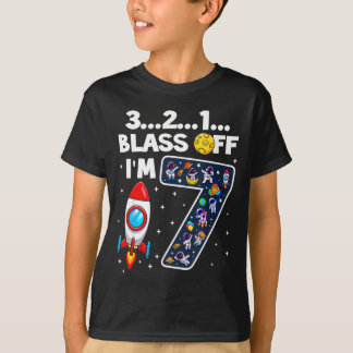 Camiseta Blast Off I'm 7 Years Old 7th Birthday Spaceship A