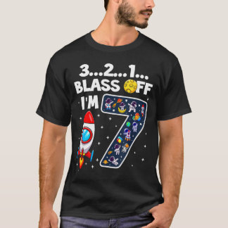 Camiseta Blast Off I'm 7 Years Old 7th Birthday Spaceship A