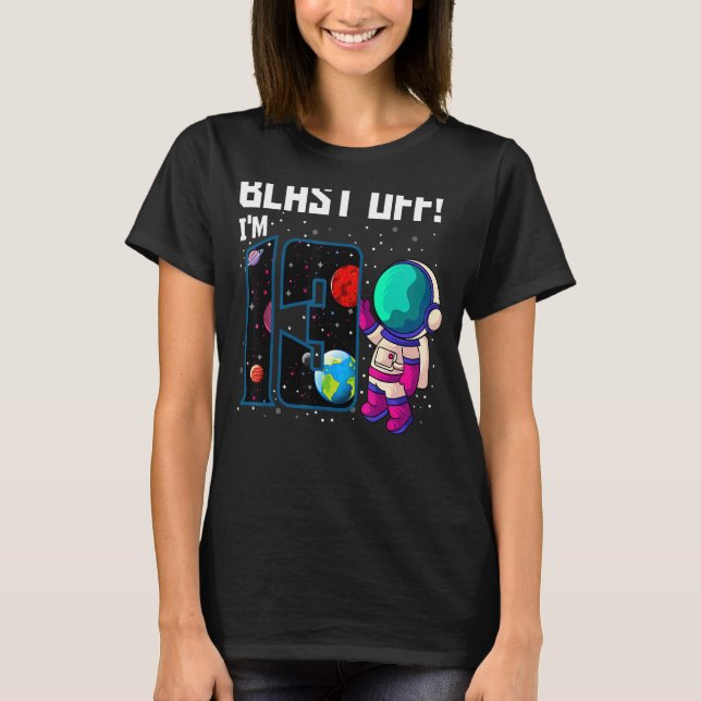 Camiseta Blast off, sou 13 Astronauta Astronauta Par 13 (Frente)