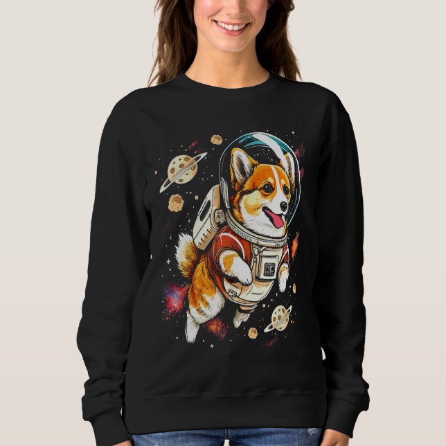 Camiseta Blast Off with a Dog in Space  Cute Pembroke Welsh (Frente)