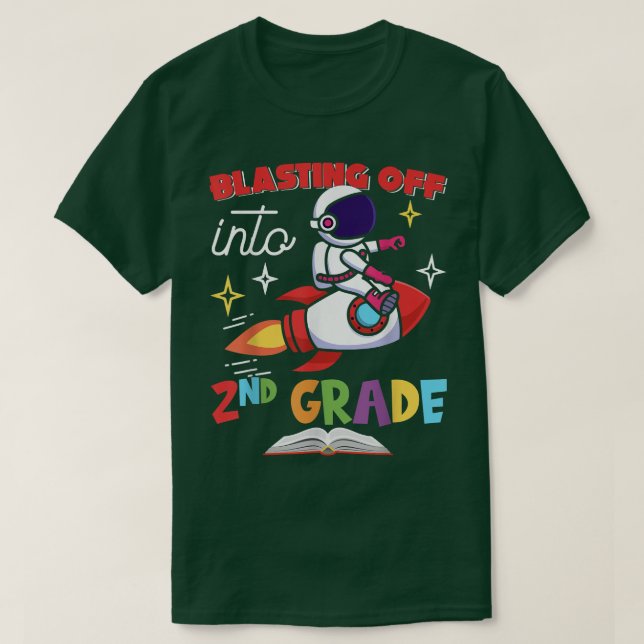 Camiseta Blasting Off Into 2nd Grade Day Back To School Roc (Frente do Design)
