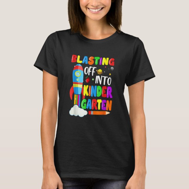 Camiseta Blasting Off Into Kindergarten Back To School Boys (Frente)