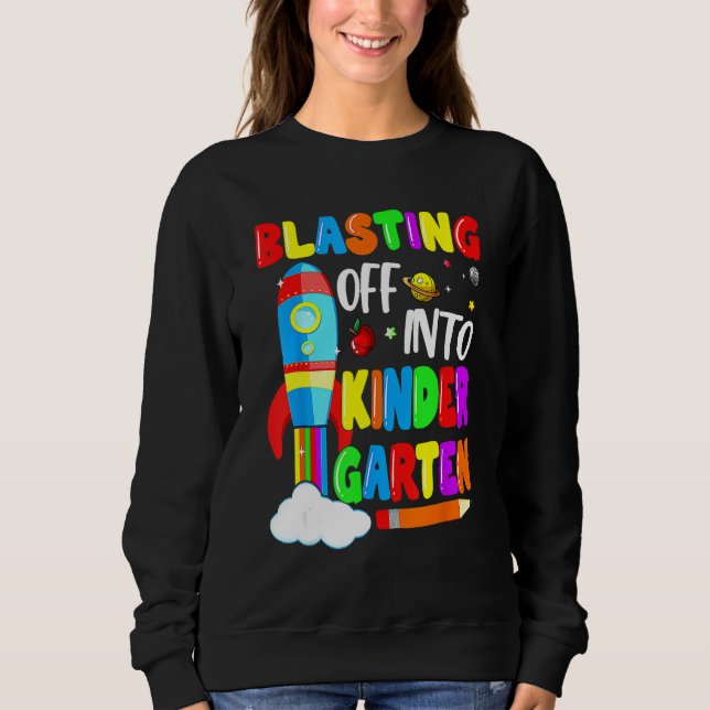 Camiseta Blasting Off Into Kindergarten Funny Back To Schoo (Frente)