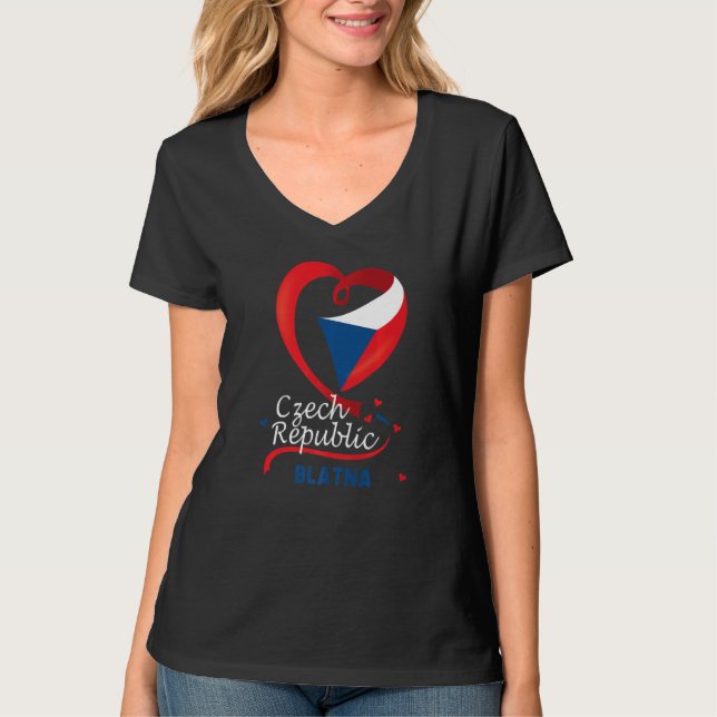 Camiseta Blatna República Checa Casaco de Braço com Bandeir (Frente)