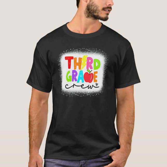 Camiseta Bleached 3rd Grade Crew Teacher Student First Day  (Frente)