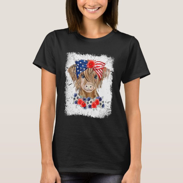 Camiseta Bleached 4th Of July Long Haired Calf USA Patrioti (Frente)