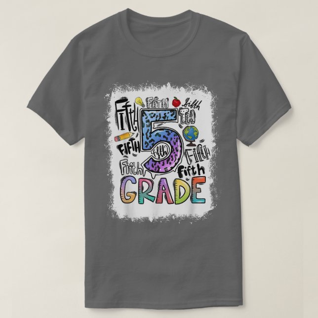 Camiseta Bleached 5th Grade Typography Fifth Grade Back To  (Frente do Design)