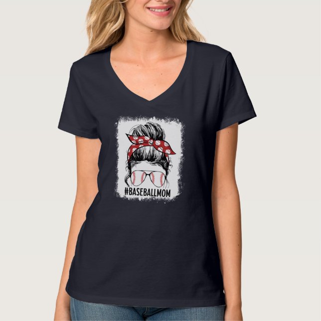 Camiseta Bleached Baseball Mãe Jogo de Arma Mensageiro Dia  (Frente)