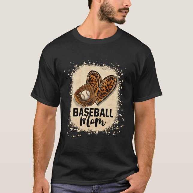 Camiseta Bleached Baseball Mom Leopard Game Day Vibes Mothe (Frente)