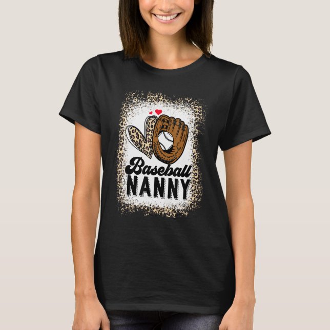 Camiseta Bleached Baseball Nanny Leopard  Mother s Day 2023 (Frente)