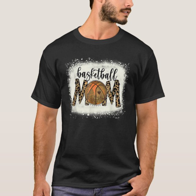 Camiseta Bleached Basketball Mom Leopard  Sports Players Wo (Frente)