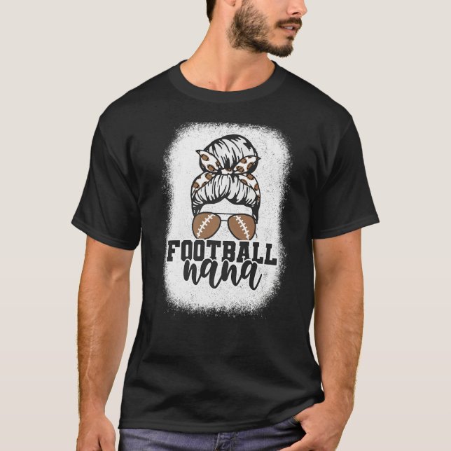 Camiseta Bleached Messy Bun Game Day Football Grandma Footb (Frente)