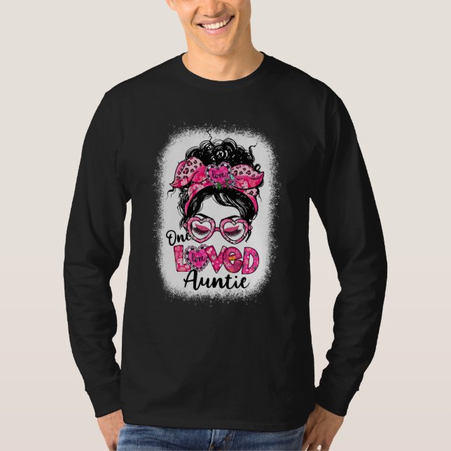 Camiseta Bleached One Loved Auntie Messy Bun Women Valentin (Frente)