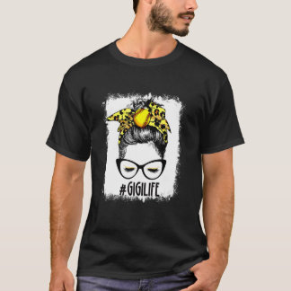 Camiseta Bleached Softball Gigi Messy Bun Game Day Mothers