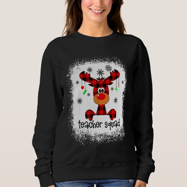 Camiseta Bleached Teacher Squad Reindeer Teacher Christmas  (Frente)