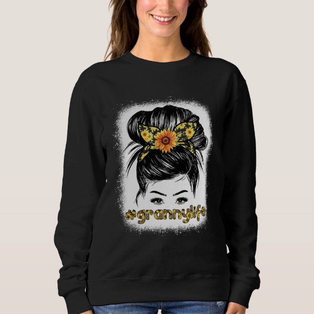 Camiseta Bleaches Granny Messy Hair Bun Sunflower Women Mot (Frente)