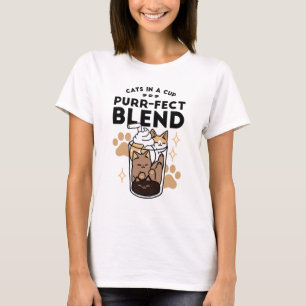 Camiseta Blend Puro: Arte de Gato e Café para Pet-Lovers