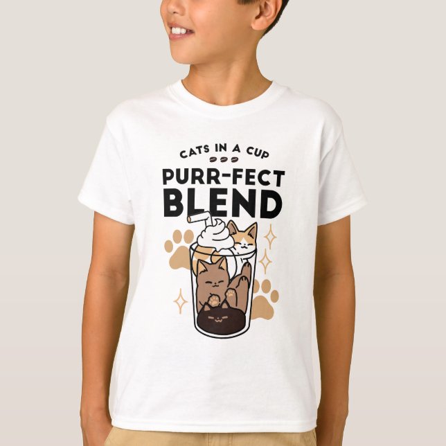 Camiseta Blend Puro: Arte de Gato e Café para Pet-Lovers (Frente)