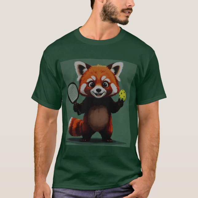 Camiseta blended pickleball red panda funny animal sports f (Frente)