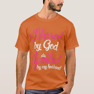 Camiseta blessed by god spoiled by husband shirtGifts For W