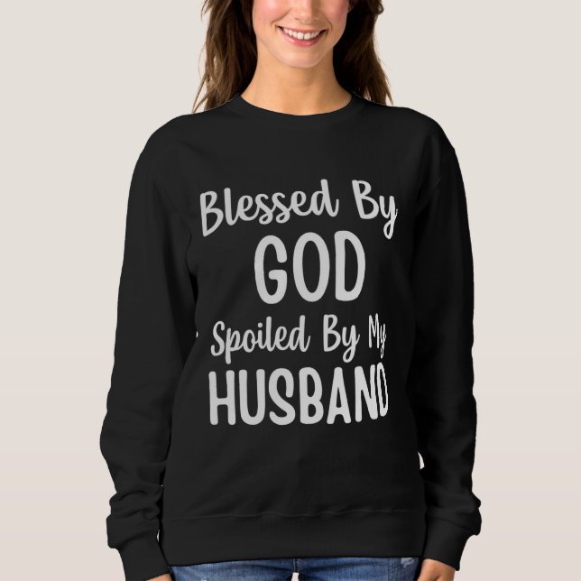Camiseta Blessed By God Spoiled By My Husband  Wife (Frente)