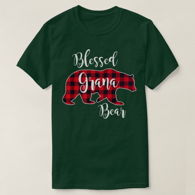 Camiseta Blessed Grana Bear Red Buffalo Check Plaid Fun Gra (Frente do Design)