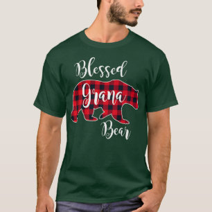 Camiseta Blessed Grana Bear Red Buffalo Check Plaid Fun Gra