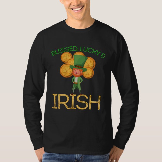 Camiseta Blessed Lucky & Irish Men Women Kids Patricks Day  (Frente)