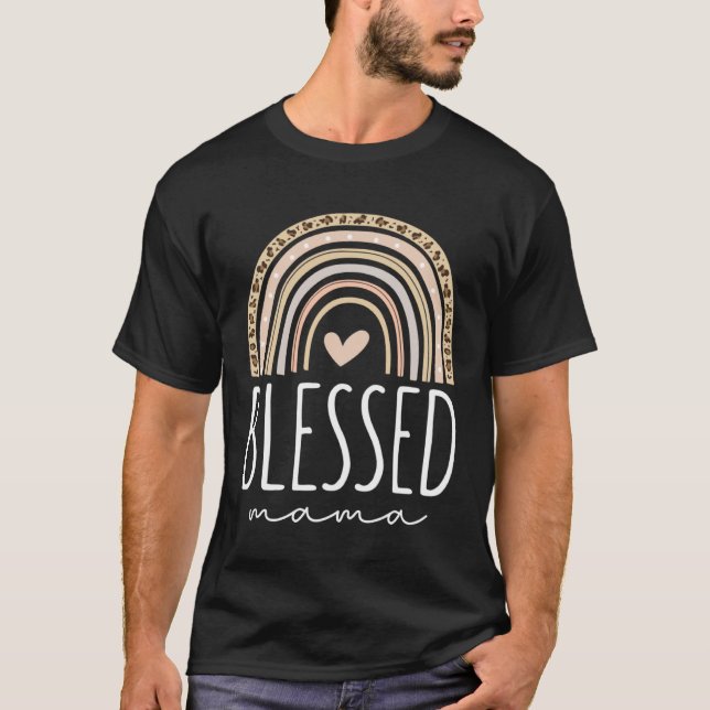 Camiseta Blessed Mama  Leopard Rainbow (Frente)