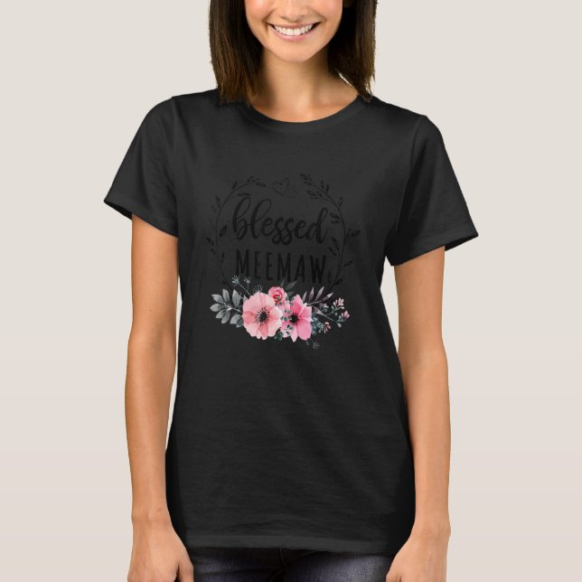 Camiseta Blessed Meemaw  For Women Floral Decoration Mother (Frente)