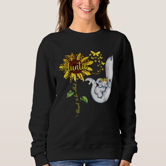 Camiseta Blessed To Be Called Auntie  Elephant Sunflower (Frente)