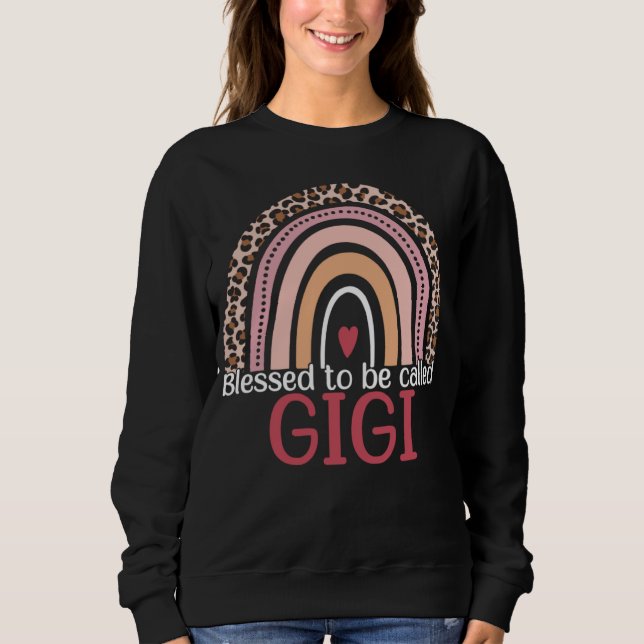 Camiseta Blessed To Be Called Gigi Rainbow Leopard Print Mo (Frente)