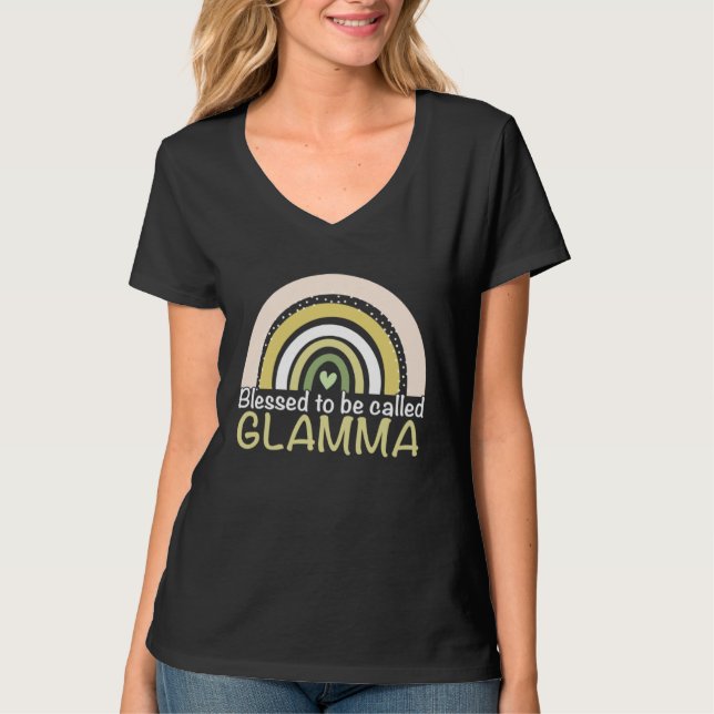 Camiseta Blessed To Be Called Glamma Boho Rainbow Mother s  (Frente)