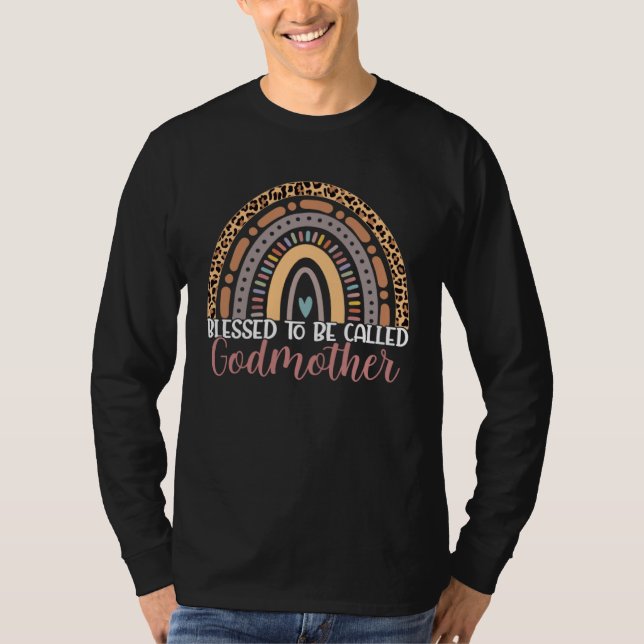 Camiseta Blessed To Be Called Godmother Rainbow Leopard Mot (Frente)