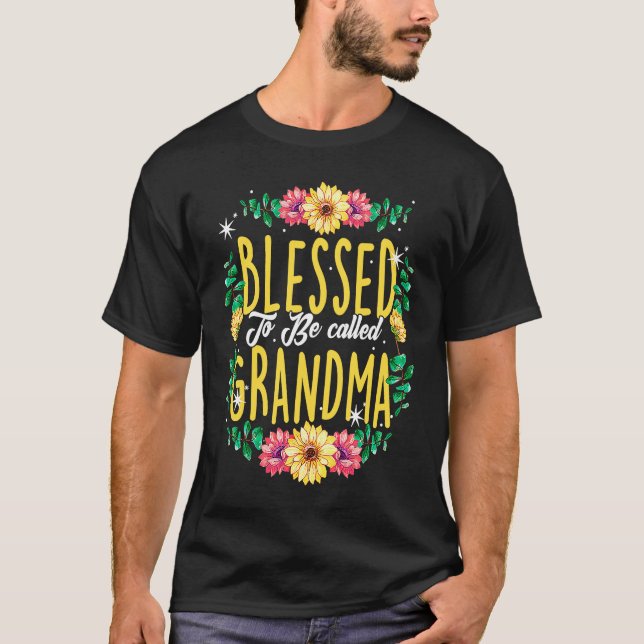 Camiseta Blessed To Be Called Grandma Flowers Grandmother M (Frente)