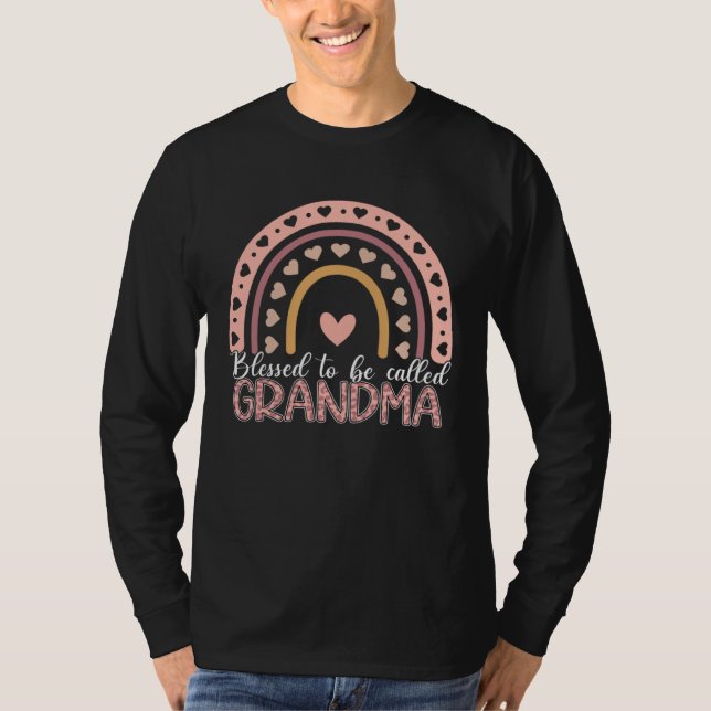 Camiseta Blessed To Be Called Grandma Leopard Rainbow Mom G (Frente)